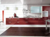 Cucina moderna rossa S75 lineare Cucina mod.vania in polimerico lucido dogato scontata del 30% in offerta