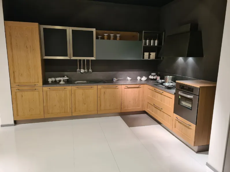 Cucina moderna rovere chiaro Arredo3 ad angolo Asia telaio a soli 8600