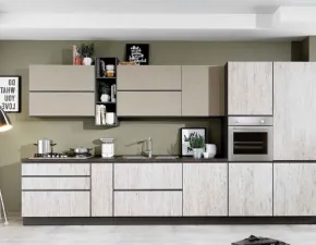 Cucina moderna rovere chiaro Evo cucine lineare Gaia in Offerta Outlet