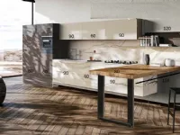 CUCINA Nuovi mondi cucine con penisola Cucina moderna in offerta in ante ossido effetto marmo e grigio titanio in offerta    SCONTATA
