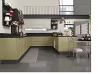 cucina industrial legno compreso di isola penisola e set elettrodomestici hotpoint e cappa lavagna in offerta 