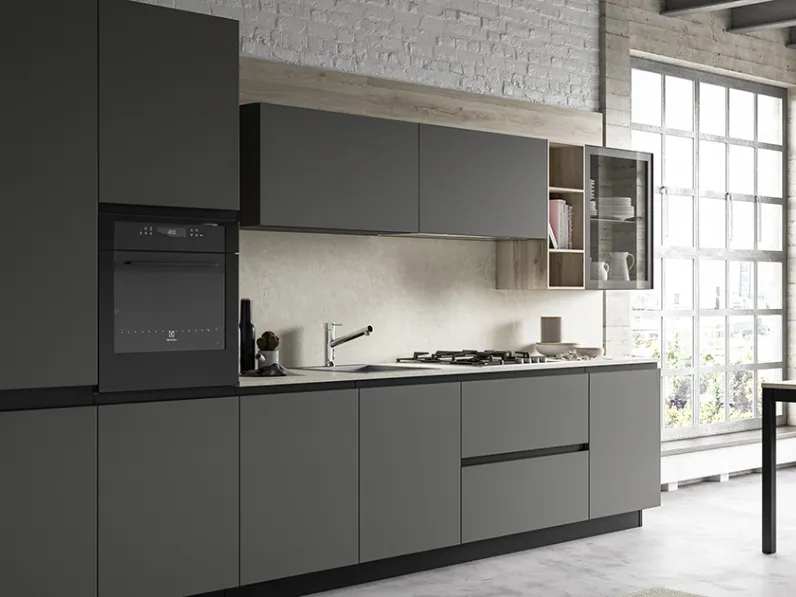 CUCINA Primacucine lineare Zoe grafite e zoe grafite e silvermine SCONTATA