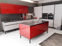 Cucina rossa design ad isola Polvere Arredo3