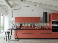 Cucina rossa moderna con penisola Rosso marquinia Ar-due scontata