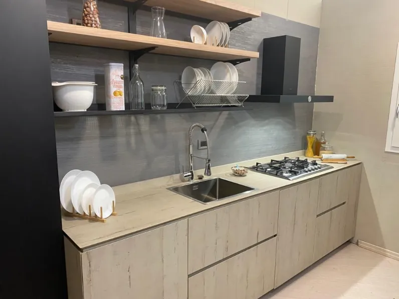 Cucina rovere chiaro design lineare Atelier Aster cucine