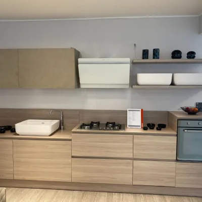 Cucina rovere chiaro design lineare Qi  Scavolini scontata