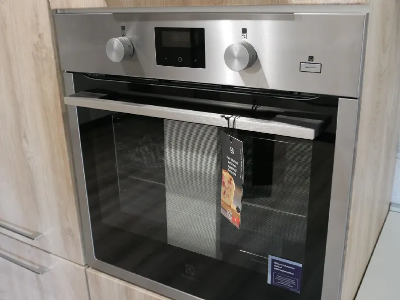 Cucina rovere chiaro moderna ad angolo Gaia oceano spessore 22 mm Mobilturi in Offerta Outlet