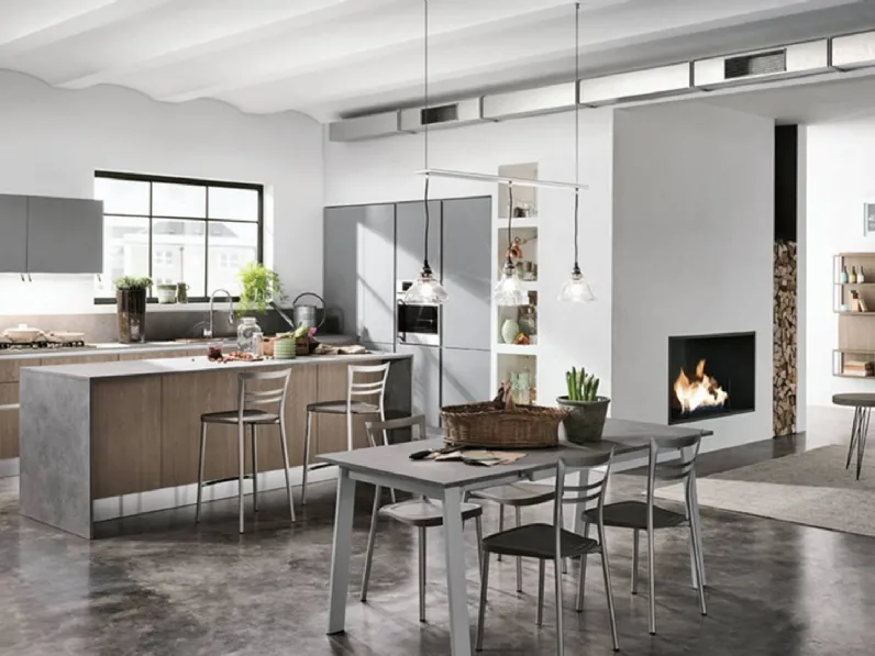 Cucina rovere moro moderna ad isola Componibile Colombini in Offerta Outlet