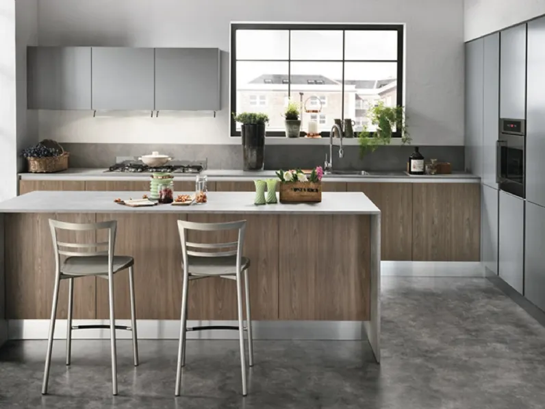 Cucina rovere moro moderna ad isola Componibile Colombini in Offerta Outlet