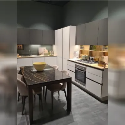 Cucina Stosa moderna ad angolo grigio in laccato opaco Sa 200 alevè.