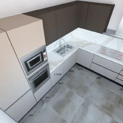 Cucina Sp22 moderna grigio ad angolo Astra
