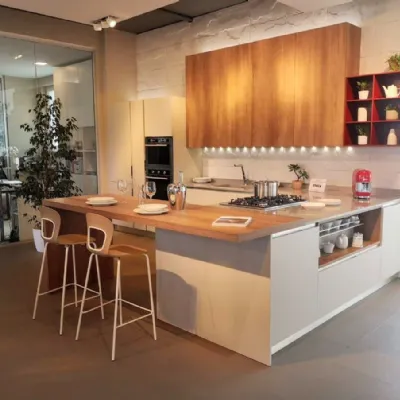 Cucina con penisola moderna tortora Veneta cucine Ethica a soli 10253