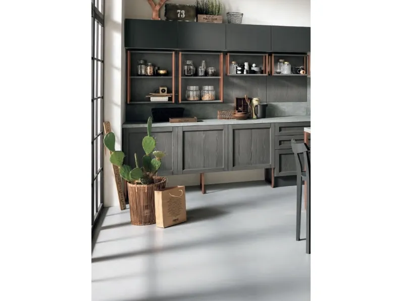 Nuovi Mondi Cucine Cucina Cucina legno grigia modello industrial offerta pezzo  Moderne Legno Grigio