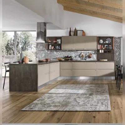 cucina con penisola moderna i integrata essential in offerta outlet nuovimondi completa di set elettrodomestici