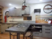 Nuovi Mondi Cucine Cucina Cucina moderna legno e bambu grey modello con penisola design  in offerta 