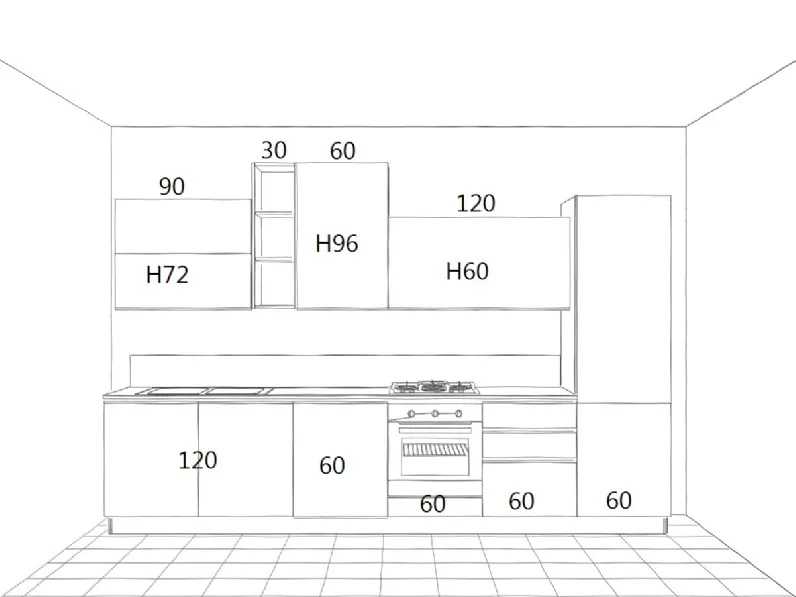 OFFERTA cucina lineare mod IRIS di CUCINE STORE (Misura 360cm)