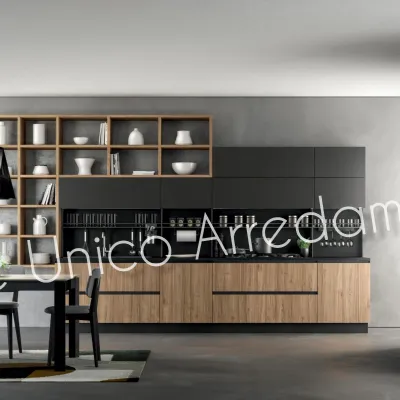 Cucina noce moderna lineare Watson Febal in Offerta Outlet