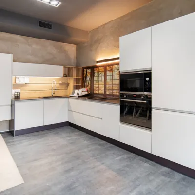 Cucina tortora moderna con penisola Wega Arredo3 a soli 7904