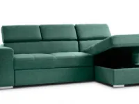 Divano angolare Divano moderno trasformabile pilatus, divano letto verde smeraldo, made in italy do Collezione esclusiva: SCONTO ESCLUSIVO