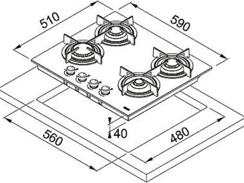 Piano cottura modello Fchr 604 4g he cristallo  di Franke con forte sconto