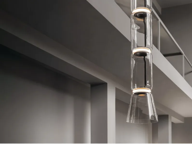 Lampada a sospensione Flos Noctambule suspension 4 low cylinder and cone Trasparente a prezzi outlet