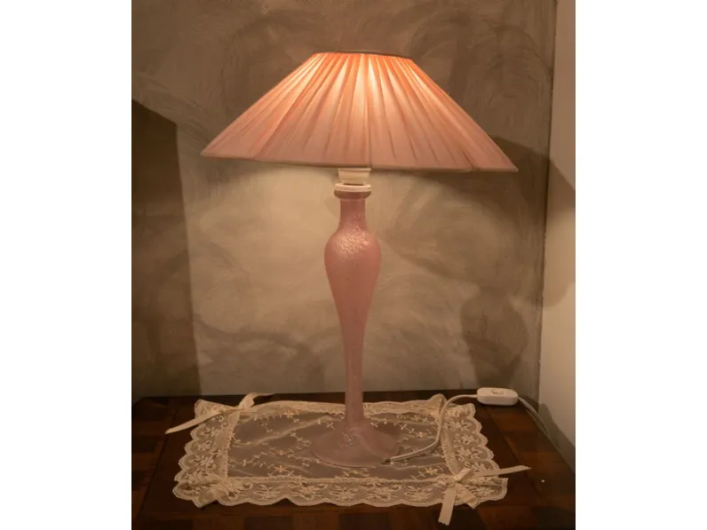 Lampada Coppia di lampade inerni luce murano rosa Artigianale in OFFERTA OUTLET