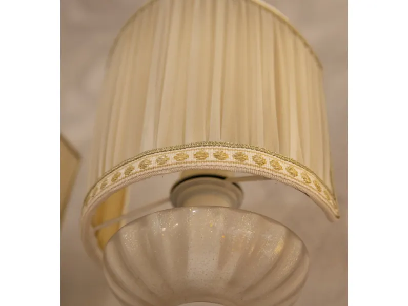 Lampada da parete Coppia di applique ottone/murano/organza Grande arredo con un ribasso esclusivo