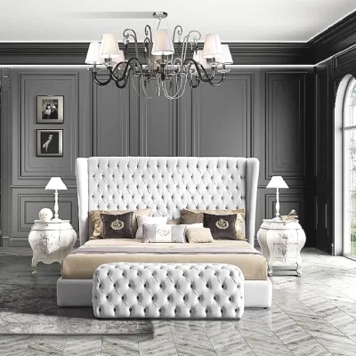 Letto imbottito con giroletto Letto in pelle modello savoia  Md work a prezzo ribassato