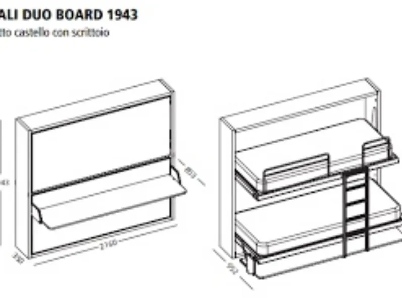 Letto in legno a scomparsa KALI DUO BOARD 0943di Clei