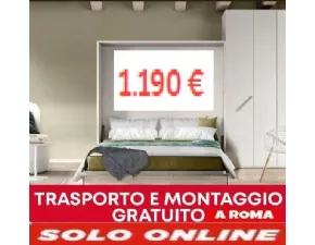 Letto matrimoniale moderno Letto a scomparsa matrimoniale color bianco frassinato, made in italy Artigianale a prezzo ribassato