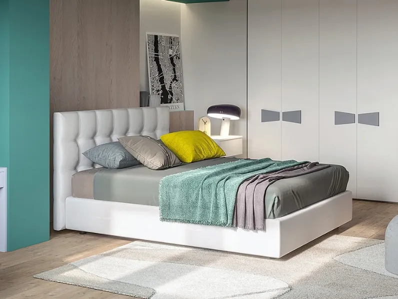 Letto moderno con contenitore Letto matrim. mod.ego di giessegi con box-contenitore scontato del 50% Giessegi a prezzo scontato