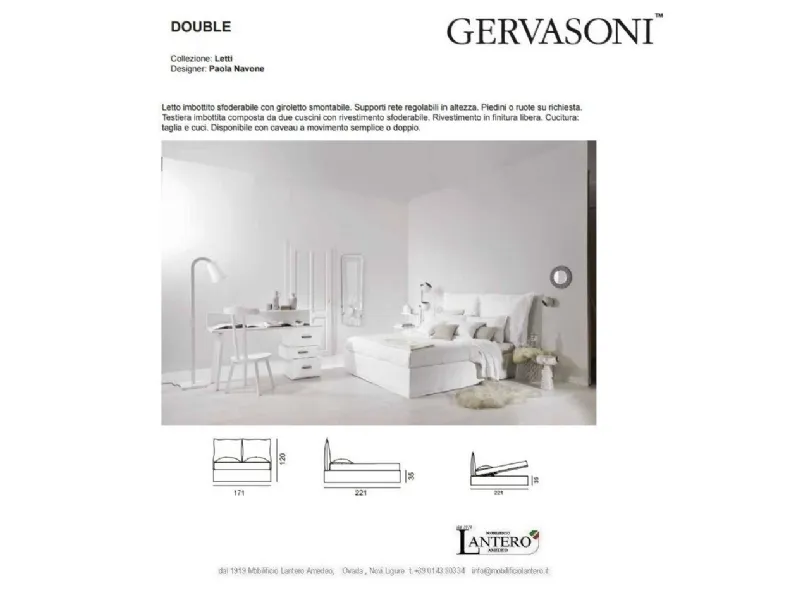 Gervasoni Double: Letto imbottito scontato 25%. Design moderno e funzionale.