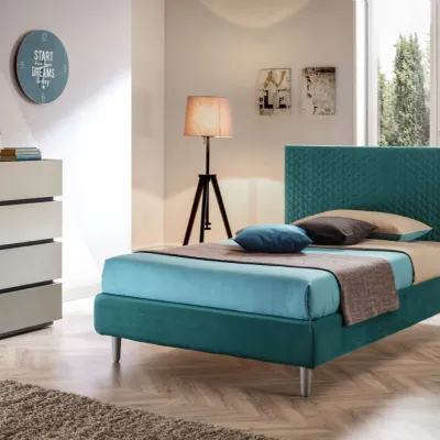 Letto moderno Letto 1 piazza e mezza raj in tessuto, finitura smeraldo Collezione esclusiva con un ribasso esclusivo