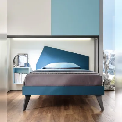 Letto moderno Letto ragazzi una piazza e mezza, finitura blu navy Collezione esclusiva con uno sconto esclusivo