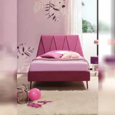 Letto moderno Letto singolo imbottito in tessuto amarena Collezione esclusiva con un ribasso esclusivo