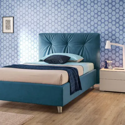 Letto piazza e mezzo con contenitore Letto una piazza e mezza squalo in ecopelle avio Collezione esclusiva a prezzo scontato