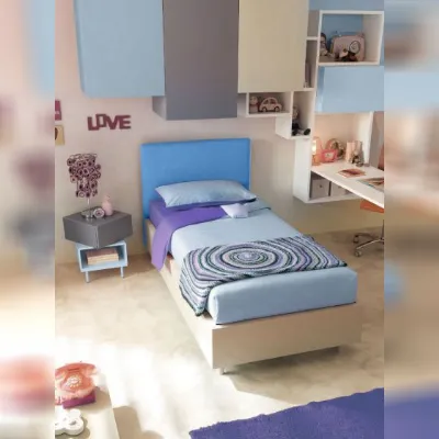 Letto singolo moderno Letto singolo contenitore in ecopelle cristallo e corda laccato Collezione esclusiva a prezzo ribassato