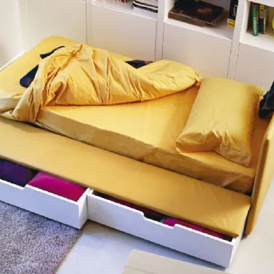 Letto singolo moderno Spece con cestoni Noctis a prezzo scontato