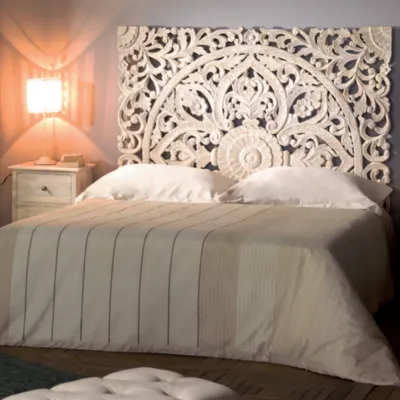 LETTO Testiera eltto cottage intarsiarta in vero legno indiano  Outlet etnico SCONTATO