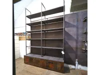Libreria Outlet etnico in legno scontata -42%: scopri Libreria industriial con ante recicle e piani  ossido cemento 