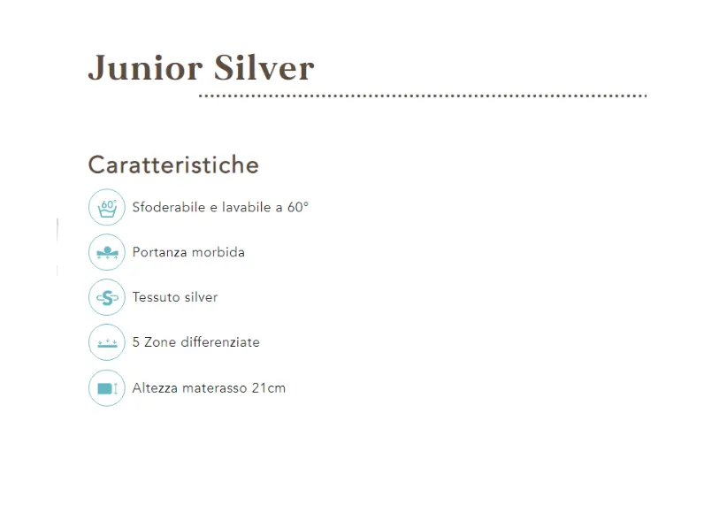 Materasso singolo Sogno veneto Junior silver a prezzi convenienti 