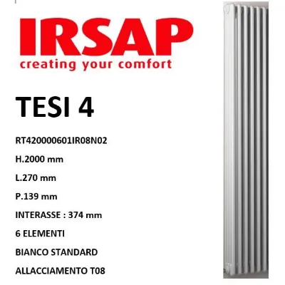 Scaldasalviette Tesi 4 a 6 elementi a marchio Irsap a prezzi outlet