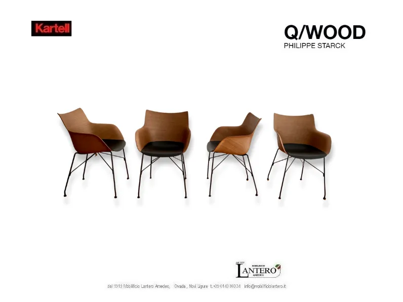 Sedia con braccioli Qwood poltroncine legno 3d kartell Kartell a prezzo Outlet