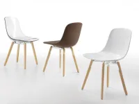 Sedia Infiniti modello Pure Loop Wooden Legs. Sedia con telaio in faggio naturale, gambe in legno e scocca in policarbonato.
