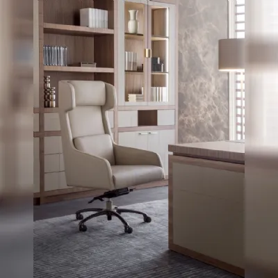 Sedia Luxury office in  vera pelle spessorata vari colori Md work in OFFERTA OUTLET