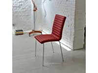 Sedia MIDJ modello Krono. Sedia con struttura in acciaio bianco, alluminio, corda, granite e sedile in ecopelle e tessuto cat. C