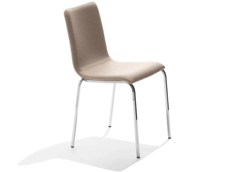 Sedia MIDJ modello Passepartout S-TS. Sedia dal sedile in ecopelle e tessuto cat. C e struttura in acciaio bianco, alluminio.