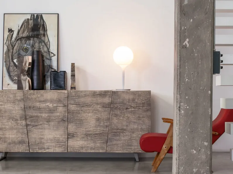 Madia Unika: credenza 4 ante il legno stile industriale-contemporaneo a prezzo scontato