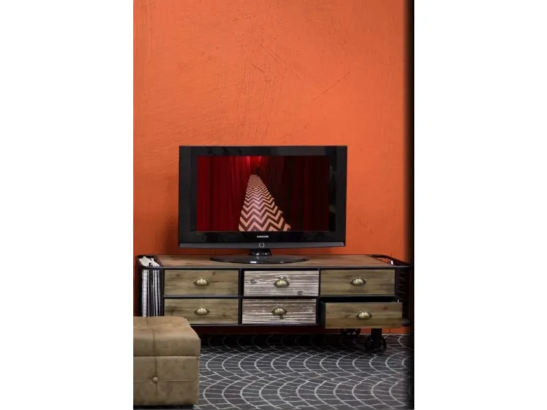 Porta tv in stile moderno Outlet etnico in legno Offerta Outlet