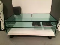 Tonelli  Lighterie carrello porta TV in vetro + pannello con mensole luce